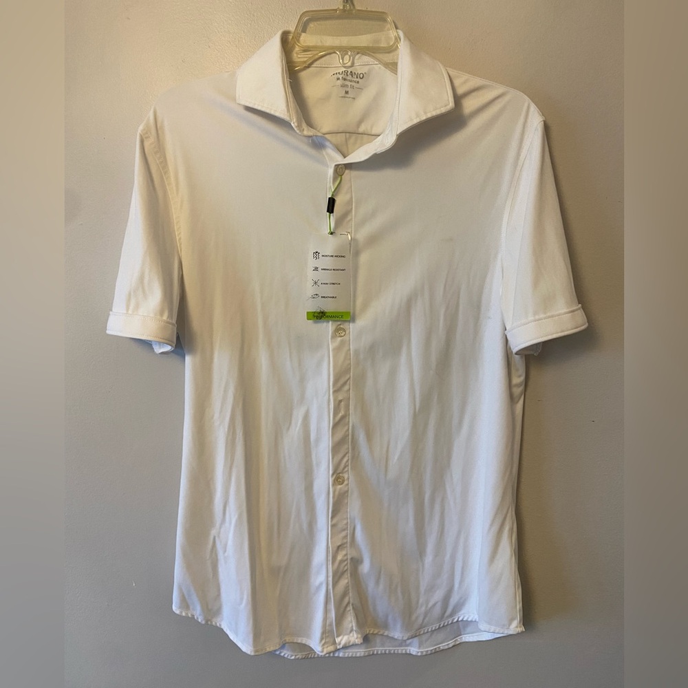 Men’s Murano white polyester button shirt size medium
